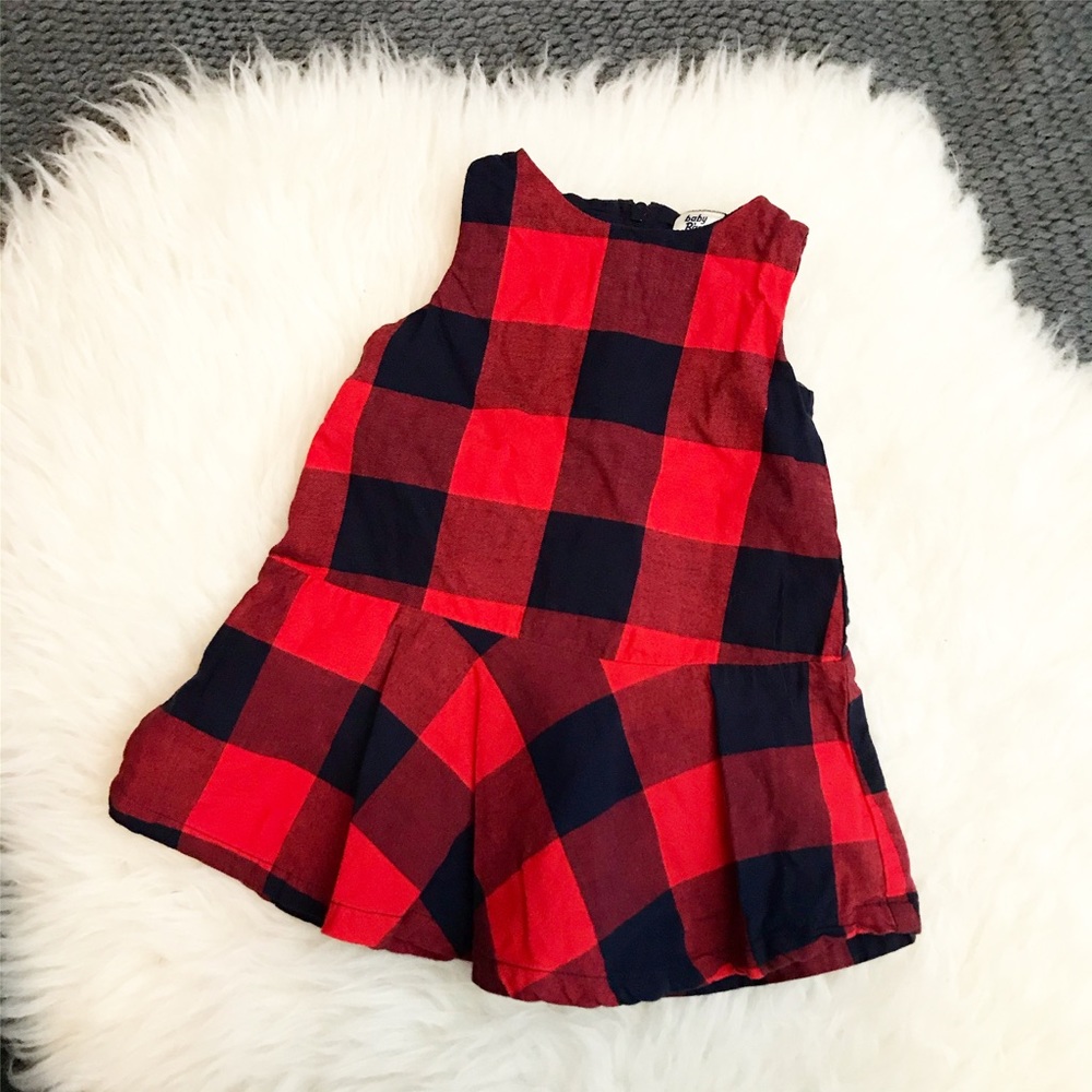 OshKosh Red & Navy Buffalo Plaid Peplum Dress